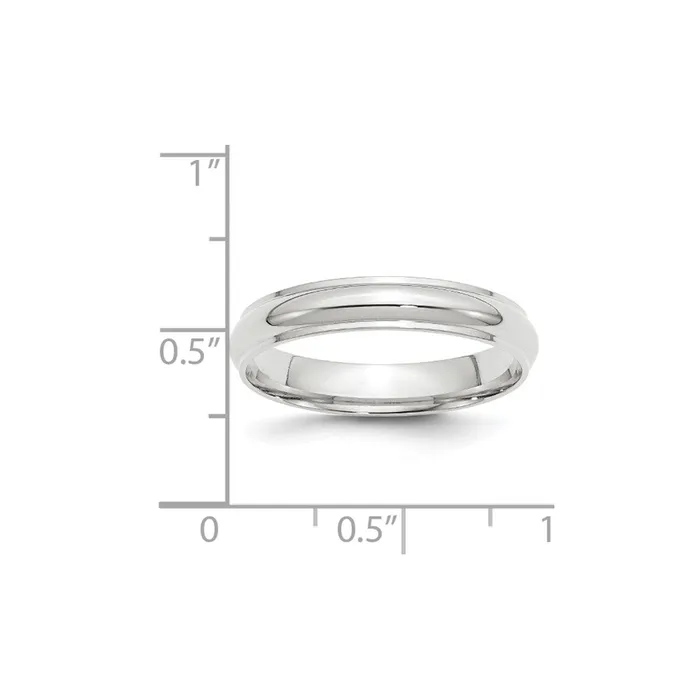Goldia Rings Solid 14K White Gold 4mm Half Round with Edge MensWomens Wedding Band Ring Size 135