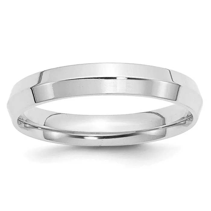 Goldia Rings Solid 14K White Gold 4mm Knife Edge Comfort Fit MensWomens Wedding Band Ring Size 10