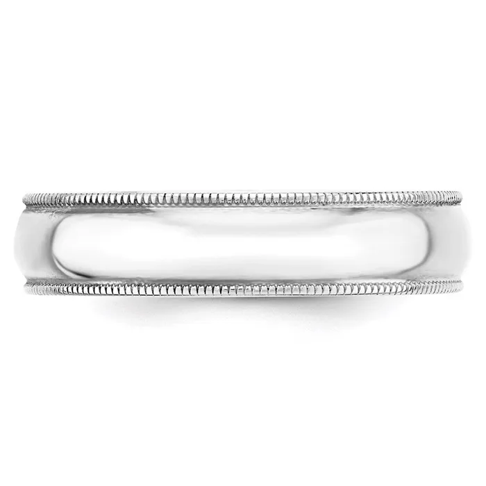 Goldia Rings Solid 14K White Gold 5mm Light Weight Milgrain Half Round MensWomens Wedding Band Ring Size 13