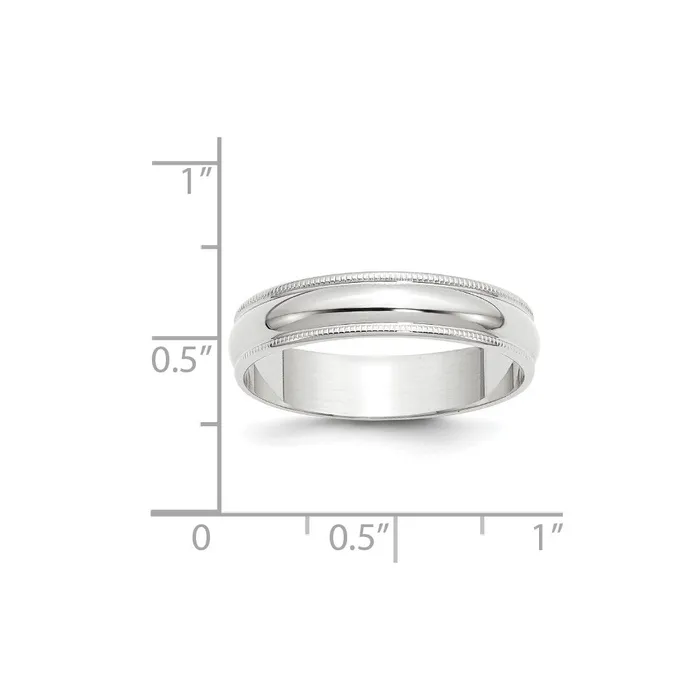 Goldia Rings Solid 14K White Gold 5mm Light Weight Milgrain Half Round MensWomens Wedding Band Ring Size 13