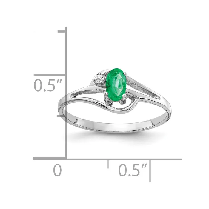 Goldia Rings Solid 14k White Gold 5x3mm Oval Simulated Emerald A CZ Ring