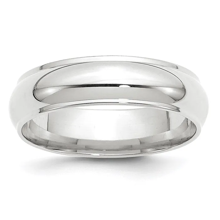 Goldia Rings Solid 14K White Gold 6mm Half Round with Edge MensWomens Wedding Band Ring Size 45