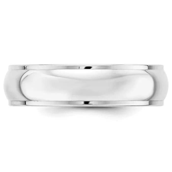 Goldia Rings Solid 14K White Gold 6mm Half Round with Edge MensWomens Wedding Band Ring Size 45