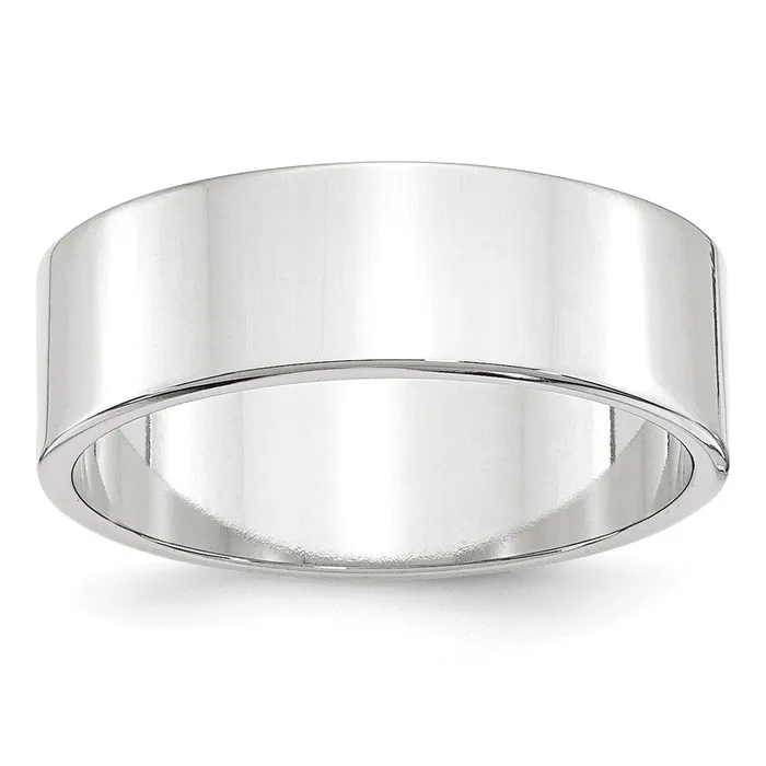 Goldia Rings Solid 14K White Gold 7mm Light Weight Flat MensWomens Wedding Band Ring Size 4