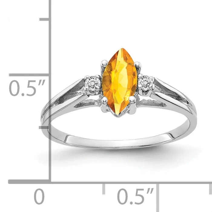 Goldia Rings Solid 14k White Gold 8x4mm Marquise Simulated Citrine AAA CZ Ring