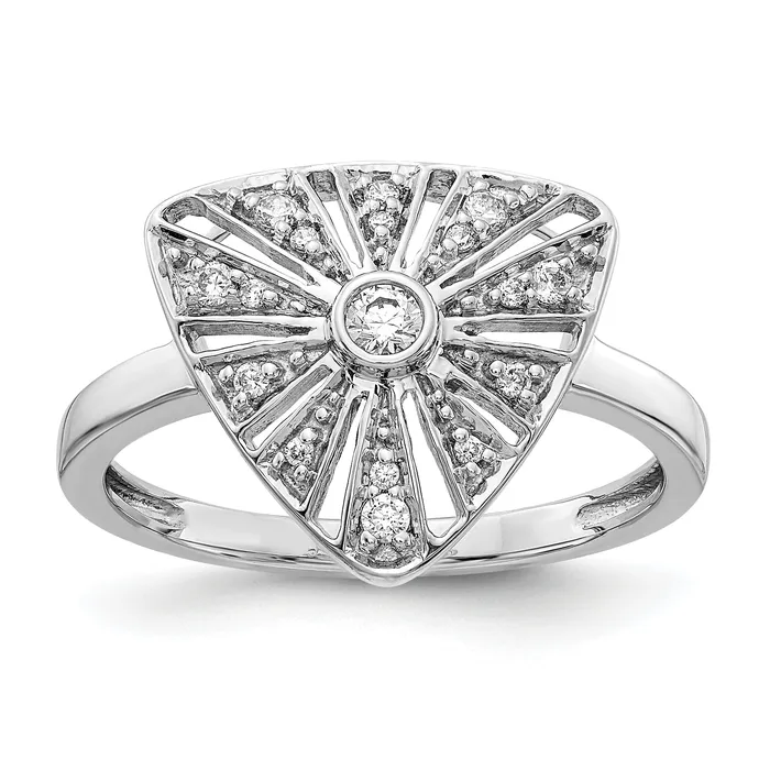 Goldia Rings Solid 14k White Gold Simulated CZ Vintage Ring