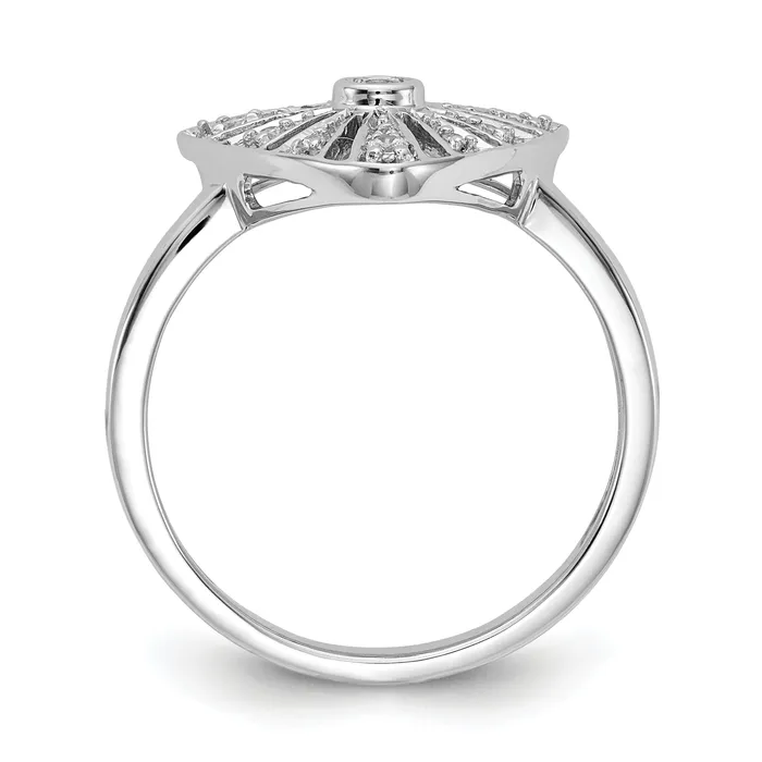 Goldia Rings Solid 14k White Gold Simulated CZ Vintage Ring