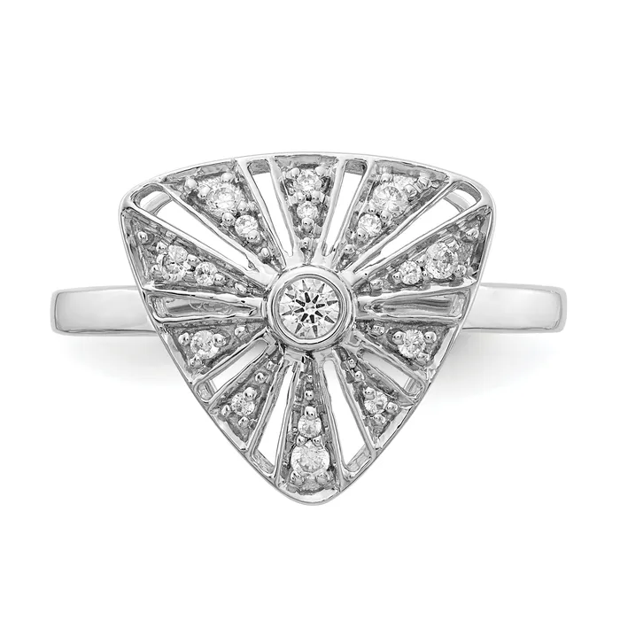 Goldia Rings Solid 14k White Gold Simulated CZ Vintage Ring