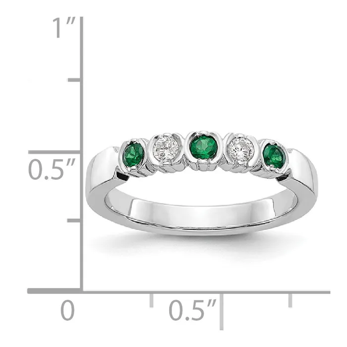 Goldia Rings Solid 14k White Gold Simulated CZ wSimulated Emerald Band