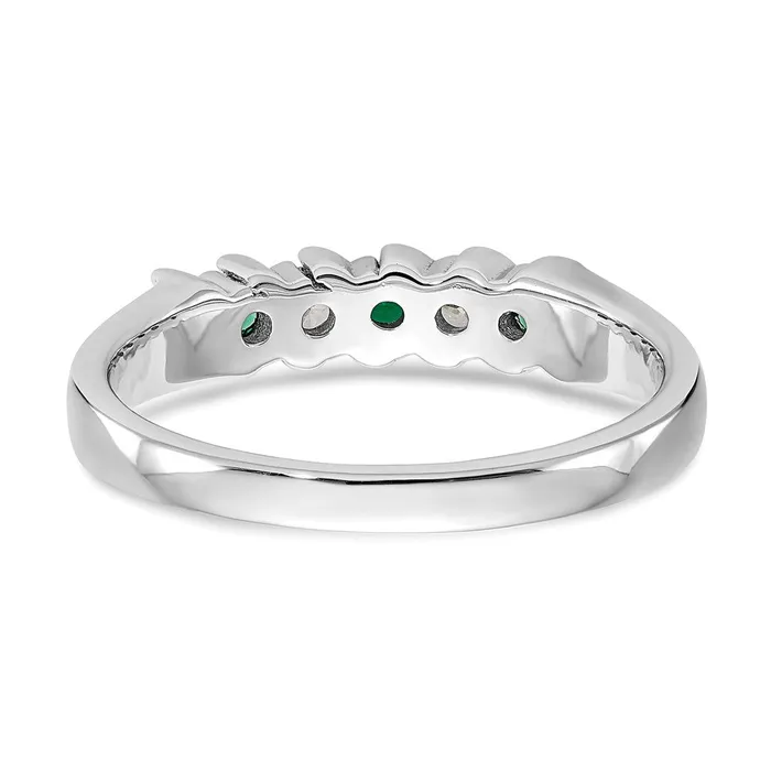 Goldia Rings Solid 14k White Gold Simulated CZ wSimulated Emerald Band