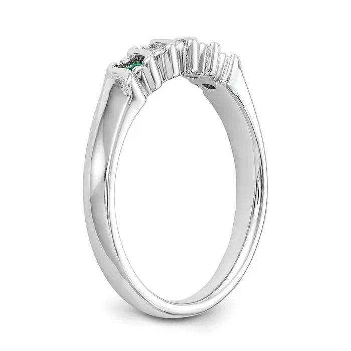 Goldia Rings Solid 14k White Gold Simulated CZ wSimulated Emerald Band