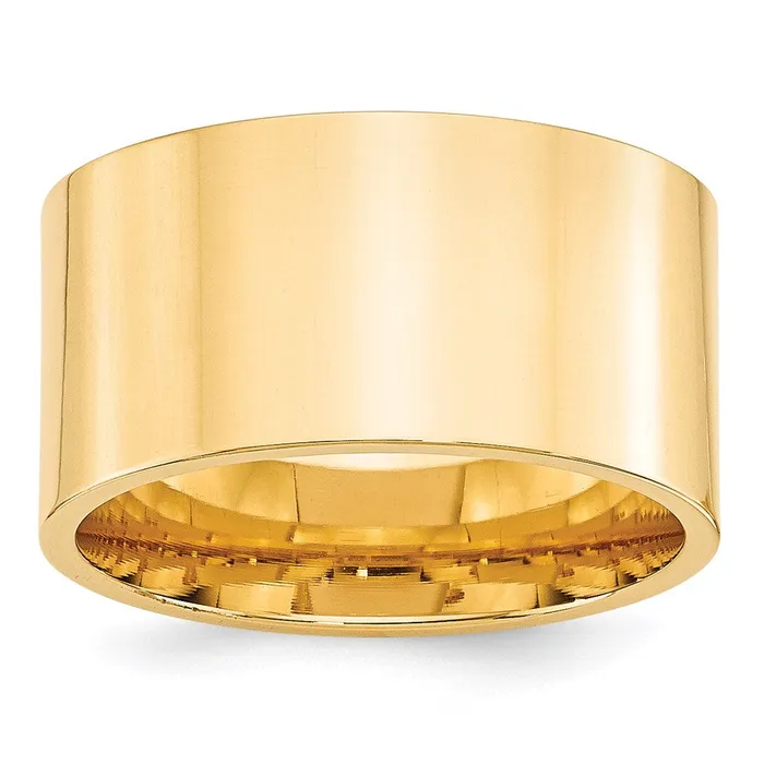 Goldia Rings Solid 14K Yellow Gold 12mm Standard Flat Comfort Fit MensWomens Wedding Band Ring Size 95
