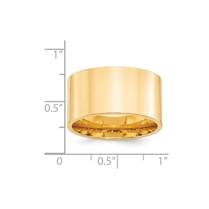 Goldia Rings Solid 14K Yellow Gold 12mm Standard Flat Comfort Fit MensWomens Wedding Band Ring Size 95