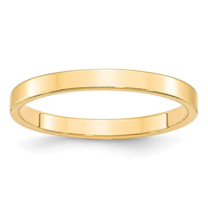 Goldia Rings Solid 14K Yellow Gold 25mm Light Weight Flat MensWomens Wedding Band Ring Size 105