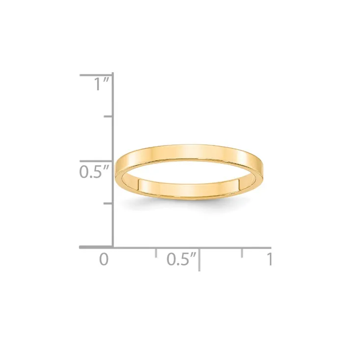 Goldia Rings Solid 14K Yellow Gold 25mm Light Weight Flat MensWomens Wedding Band Ring Size 105