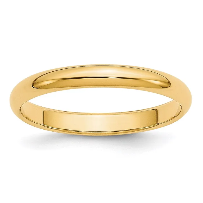 Goldia Rings Solid 14K Yellow Gold 3mm HalfRound Wedding MensWomens Wedding Band Ring Size 9