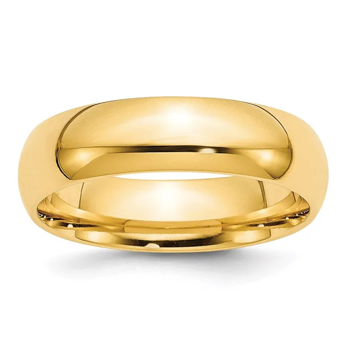 Goldia Rings Solid 14K Yellow Gold 6mm Comfort Fit MensWomens Wedding Band Ring Size 9