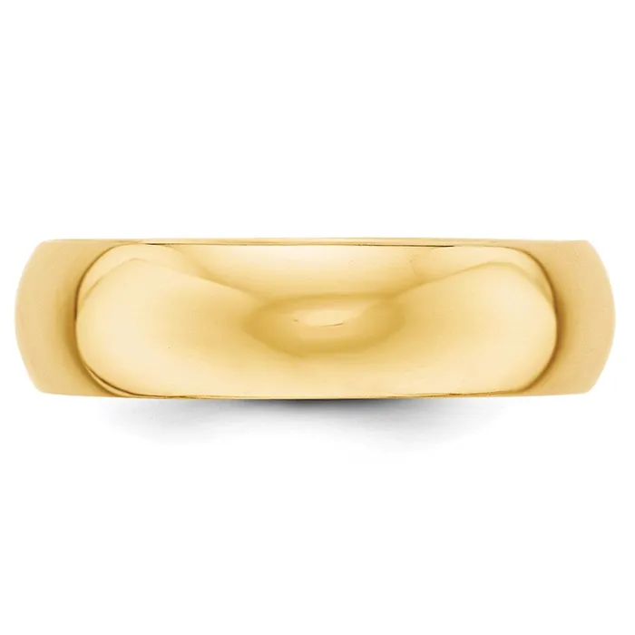 Goldia Rings Solid 14K Yellow Gold 6mm HalfRound Wedding MensWomens Wedding Band Ring Size 65