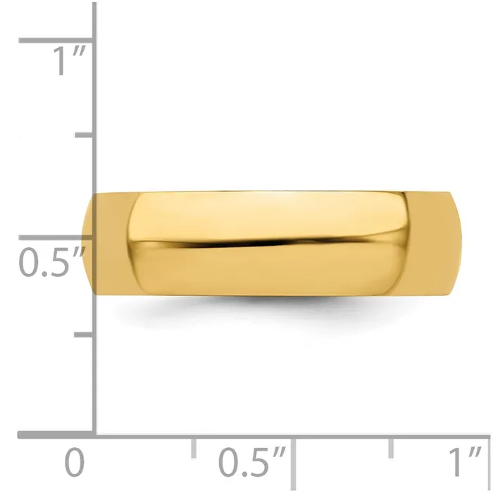 Goldia Rings Solid 14K Yellow Gold 6mm HalfRound Wedding MensWomens Wedding Band Ring Size 65