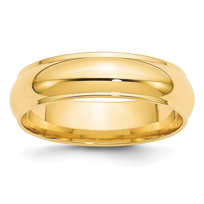 Goldia Rings Solid 14K Yellow Gold 6mm Half Round with Edge MensWomens Wedding Band Ring Size 105