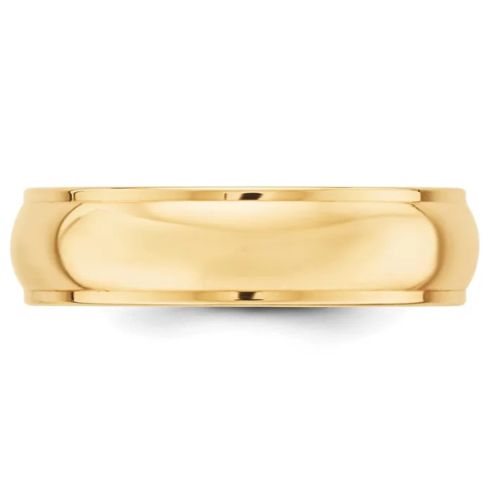 Goldia Rings Solid 14K Yellow Gold 6mm Half Round with Edge MensWomens Wedding Band Ring Size 105