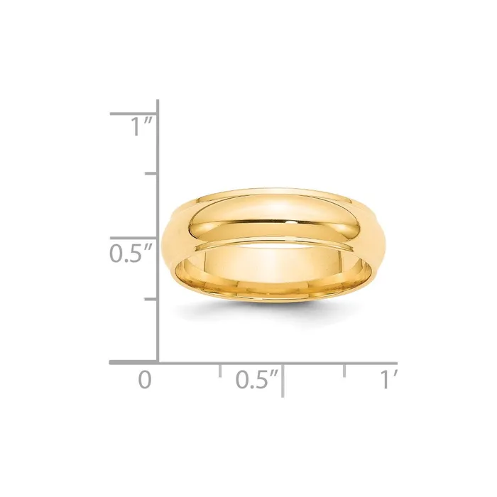Goldia Rings Solid 14K Yellow Gold 6mm Half Round with Edge MensWomens Wedding Band Ring Size 105