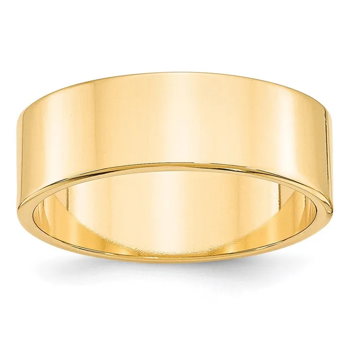Goldia Rings Solid 14K Yellow Gold 7mm Light Weight Flat MensWomens Wedding Band Ring Size 135