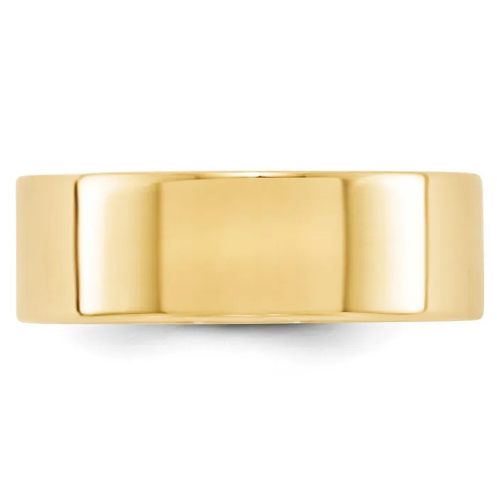 Goldia Rings Solid 14K Yellow Gold 7mm Light Weight Flat MensWomens Wedding Band Ring Size 135