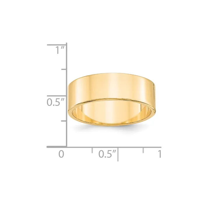 Goldia Rings Solid 14K Yellow Gold 7mm Light Weight Flat MensWomens Wedding Band Ring Size 135