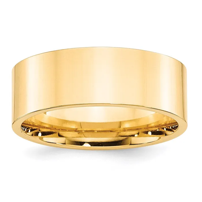Goldia Rings Solid 14K Yellow Gold 8mm Standard Flat Comfort Fit MensWomens Wedding Band Ring Size 105