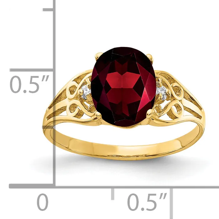 Goldia Rings Solid 14k Yellow Gold 9x7mm Oval Simulated Garnet AA CZ Ring