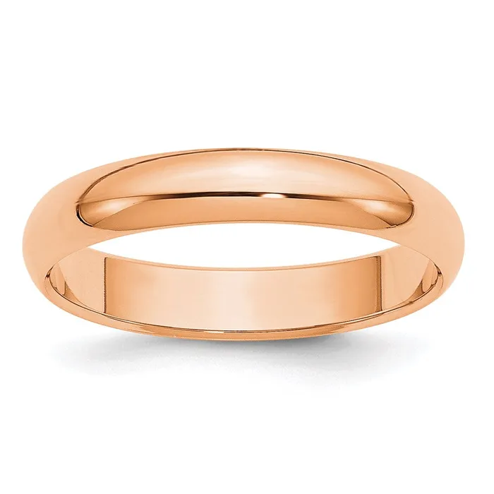 Goldia Rings Solid 14K Yellow Gold Rose Gold 4mm HalfRound Wedding MensWomens Wedding Band Ring Size 11