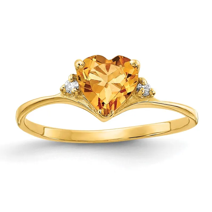 Goldia Rings Solid 14k Yellow Gold Simulated Citrine CZ Ring
