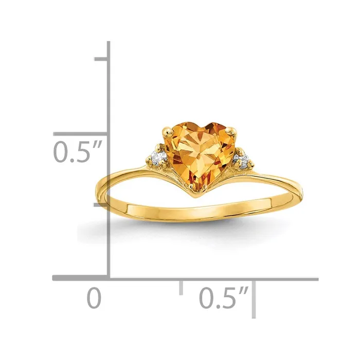 Goldia Rings Solid 14k Yellow Gold Simulated Citrine CZ Ring