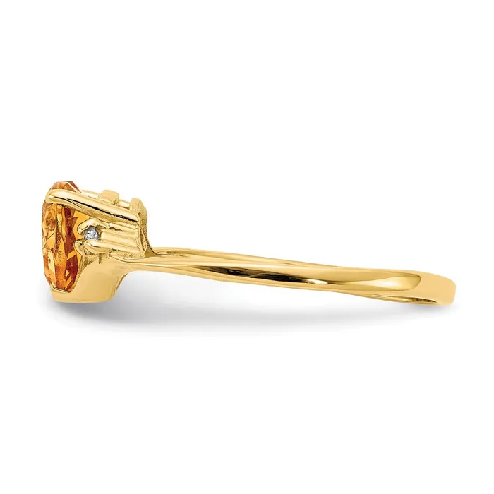 Goldia Rings Solid 14k Yellow Gold Simulated Citrine CZ Ring