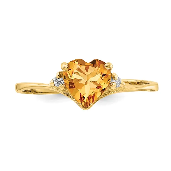 Goldia Rings Solid 14k Yellow Gold Simulated Citrine CZ Ring