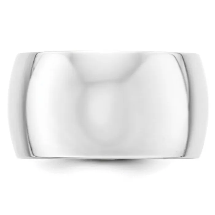 Goldia Rings Solid 18K White Gold 12mm Half Round MensWomens Wedding Band Ring Size 10