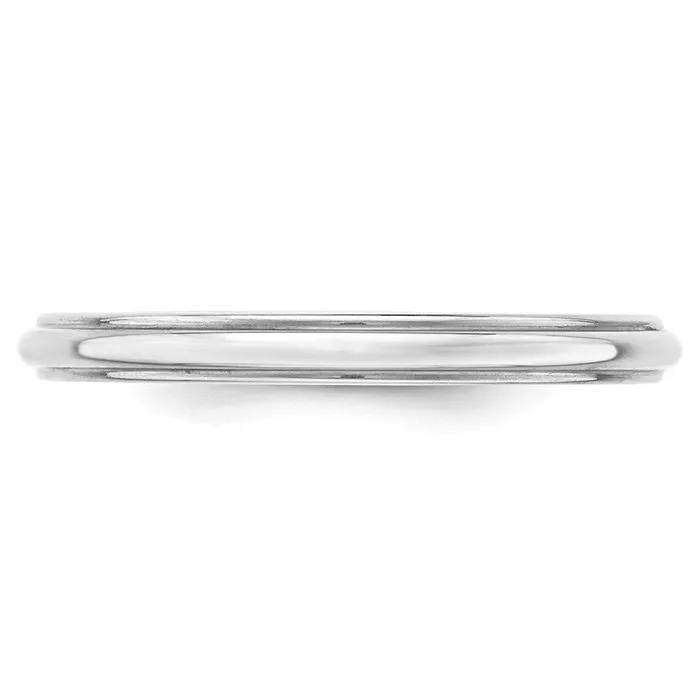 Goldia Rings Solid 18K White Gold 25mm Half Round with Edge MensWomens Wedding Band Ring Size 5