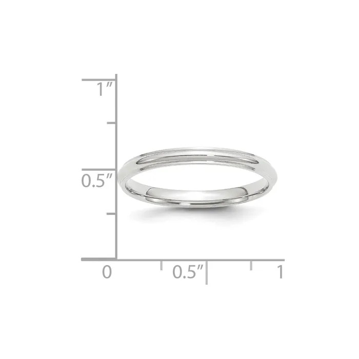 Goldia Rings Solid 18K White Gold 25mm Half Round with Edge MensWomens Wedding Band Ring Size 5