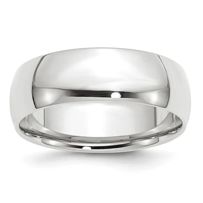 Goldia Rings Solid 18K White Gold 7mm Light Weight Comfort Fit MensWomens Wedding Band Ring Size 75