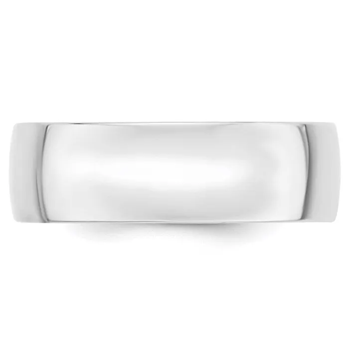 Goldia Rings Solid 18K White Gold 7mm Light Weight Comfort Fit MensWomens Wedding Band Ring Size 75