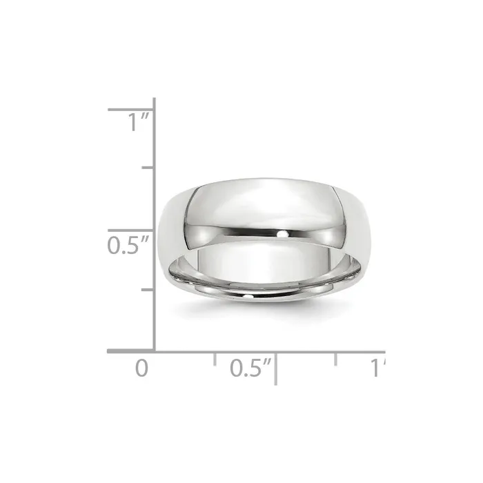 Goldia Rings Solid 18K White Gold 7mm Light Weight Comfort Fit MensWomens Wedding Band Ring Size 75