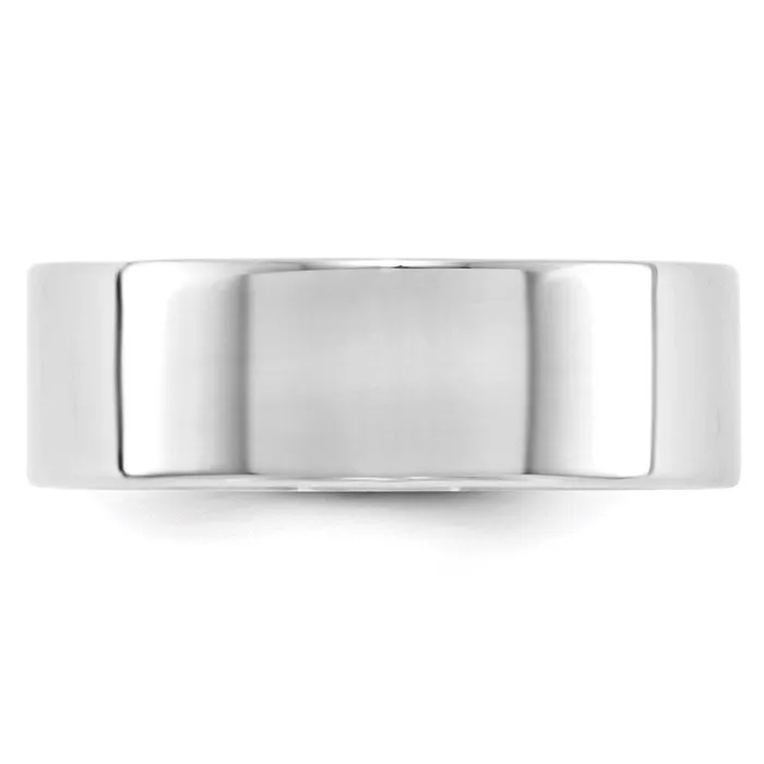 Goldia Rings Solid 18K White Gold 7mm Light Weight Flat MensWomens Wedding Band Ring Size 7