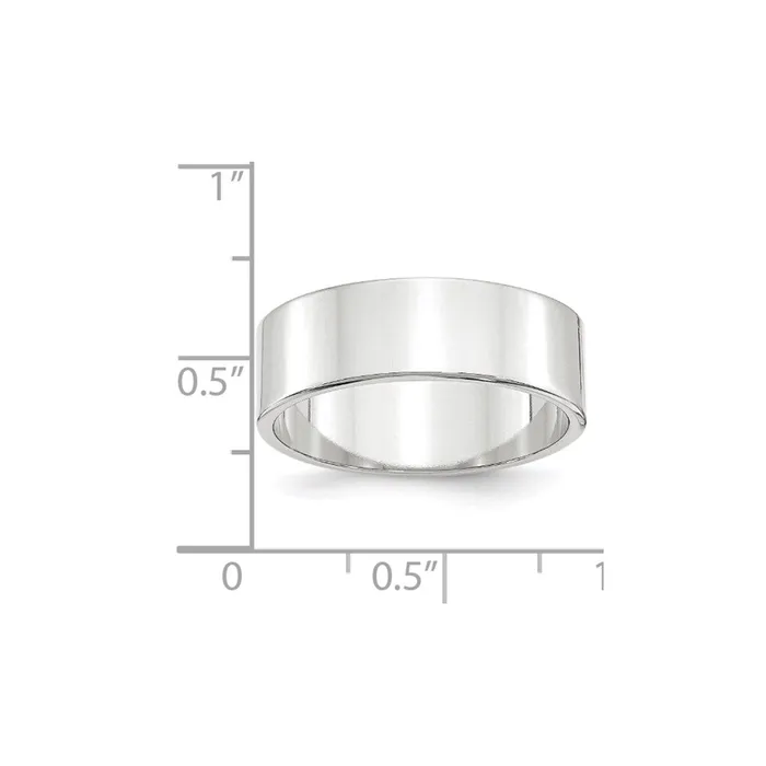 Goldia Rings Solid 18K White Gold 7mm Light Weight Flat MensWomens Wedding Band Ring Size 7