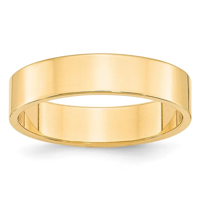 Goldia Rings Solid 18K Yellow Gold 5mm Light Weight Flat MensWomens Wedding Band Ring Size 45