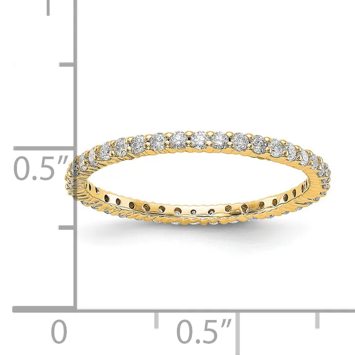 Goldia Rings Solid Real 14k Polished Shared Prong 12ct CZ Eternity Wedding Band Ring