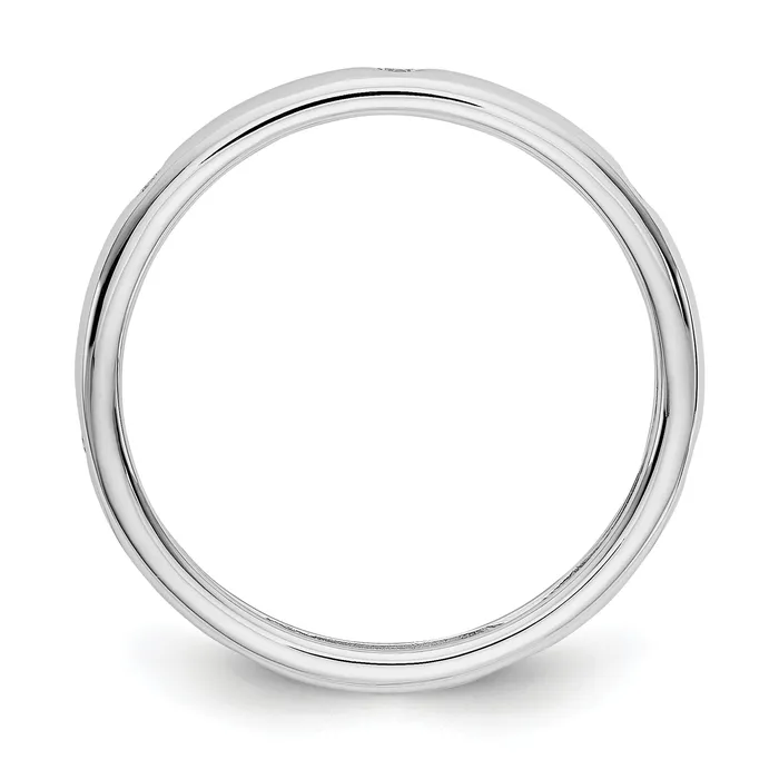 Goldia Rings Solid Real 14k White Gold 110CT Polished Bezel Set CZ Eternity Wedding Band Ring
