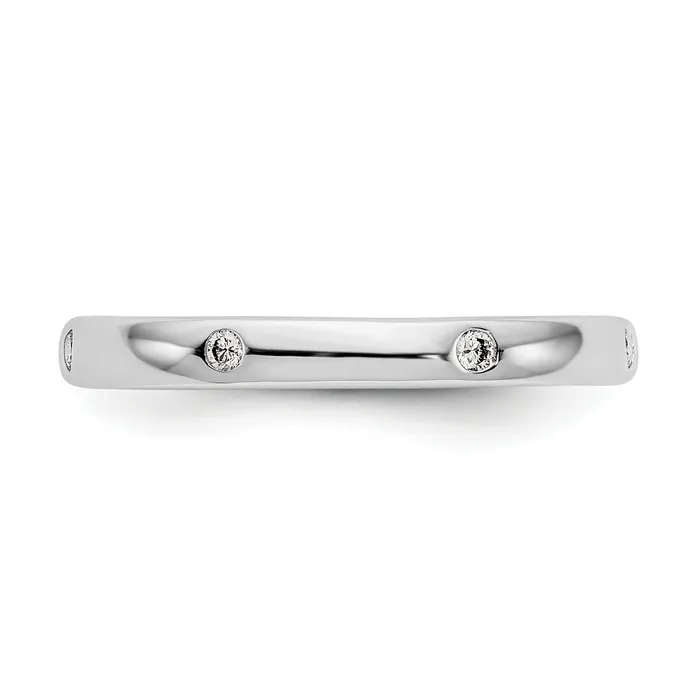 Goldia Rings Solid Real 14k White Gold 110CT Polished Bezel Set CZ Eternity Wedding Band Ring