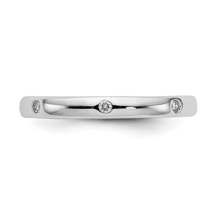Goldia Rings Solid Real 14k White Gold 110CT Polished Bezel Set CZ Eternity Wedding Band Ring