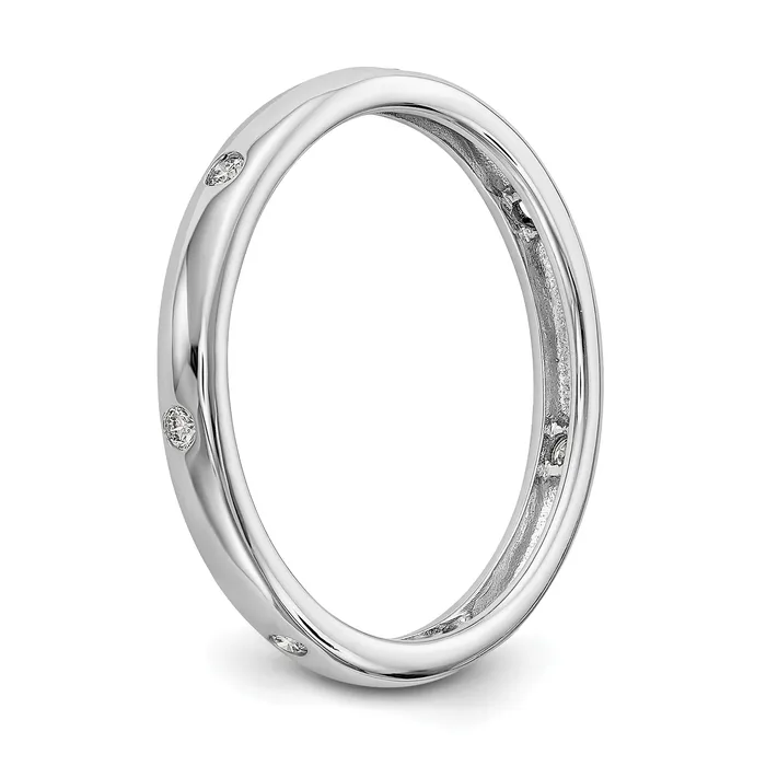 Goldia Rings Solid Real 14k White Gold 110CT Polished Bezel Set CZ Eternity Wedding Band Ring
